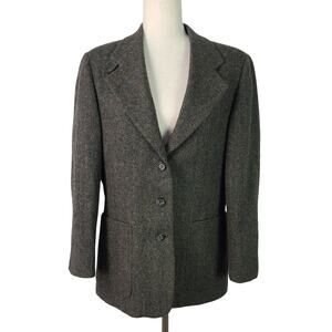 L.L. Bean Green Wool Tweed Quilted Liner Vintage USA Blazer Jacket Coat 10 P